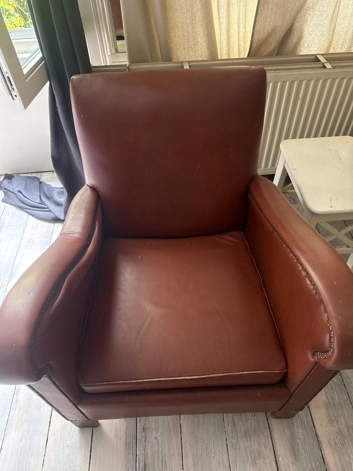 Vintage Leren Fauteuil - Bruin, Huis en Inrichting, Stoelen, Ophalen, Gebruikt, Bruin, Leer