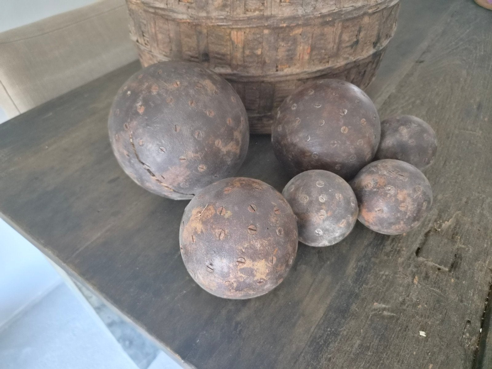 Houten spijkerballen/ballen Sober landelijk!!, Huis en Inrichting, Woonaccessoires | Schalen en Manden, Ophalen, Rond, Hout