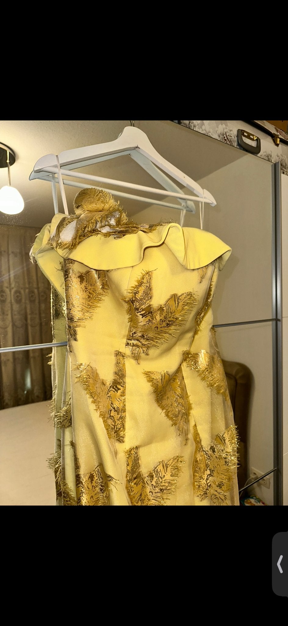 Handgemaakte Gele Jurk met Gouden Details - Maat 42, Geel, Maat 42/44 (L), Ophalen of Verzenden, Zo goed als nieuw