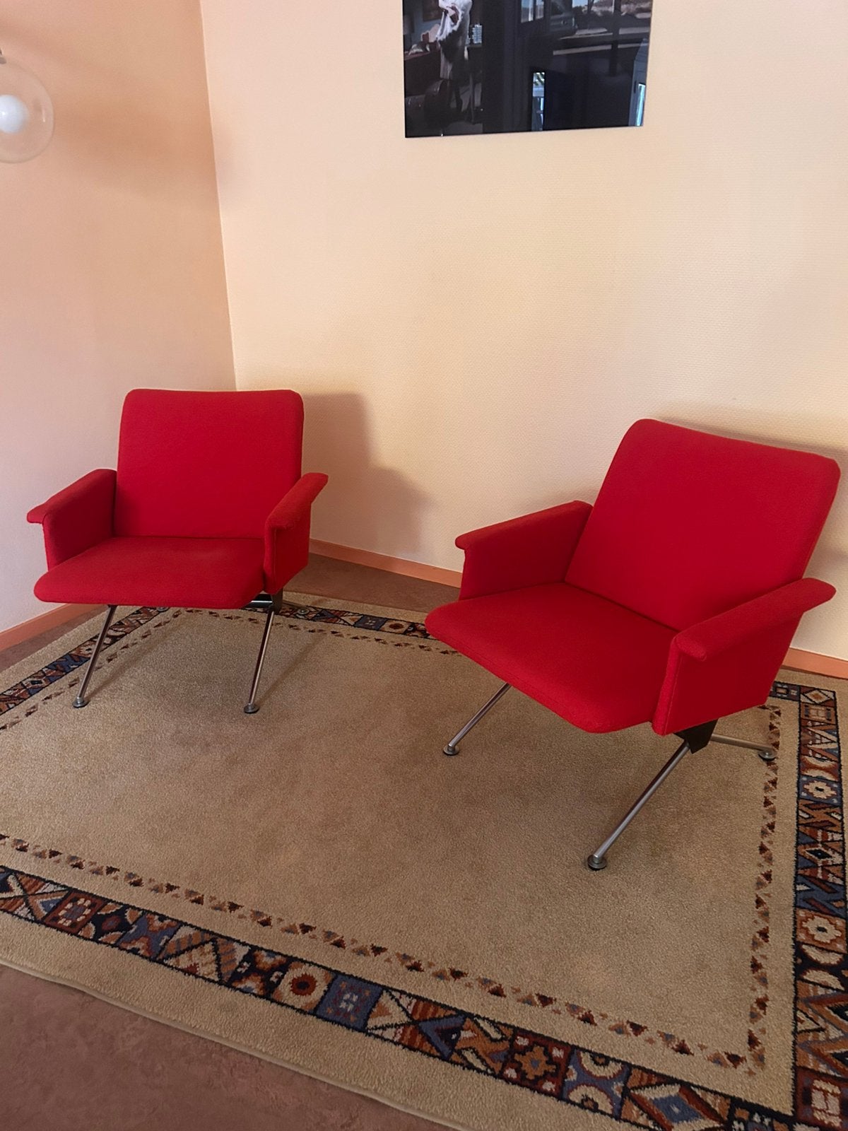 2 Gispen stoelen rood stoel fauteuil vintage 04 dutch design, Eenpersoons, Minder dan 75 cm, Ophalen of Verzenden, Zo goed als nieuw