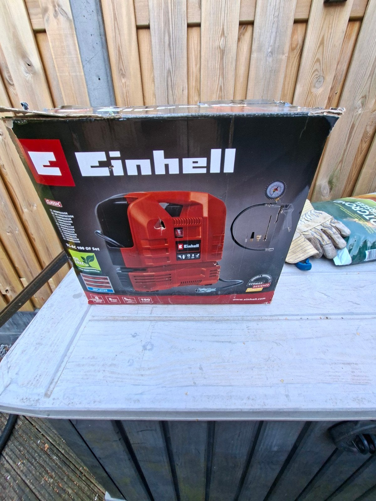 Einhell Compressor TC-AC 190 OF Set met accessoires, 6 tot 10 bar, Ophalen of Verzenden, Zo goed als nieuw, Minder dan 200 liter/min
