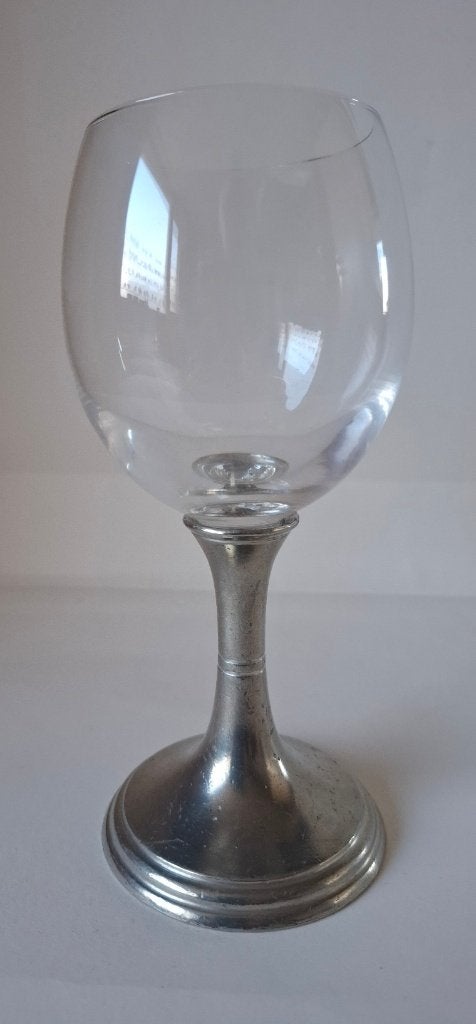 wijnglas met tinnen voet, Antiek en Kunst, Ophalen of Verzenden