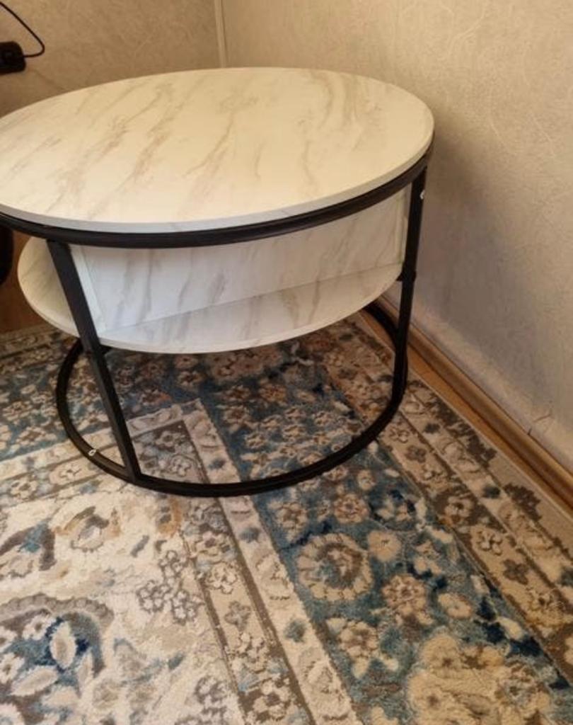 Salontafel met opklapbaar blad, 50 tot 100 cm, Verzenden, Rond, Zo goed als nieuw