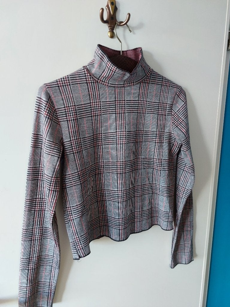 grijs geruit shirt met lange mouw, Bershka maat M, Ophalen, Gedragen, Grijs, Lange mouw