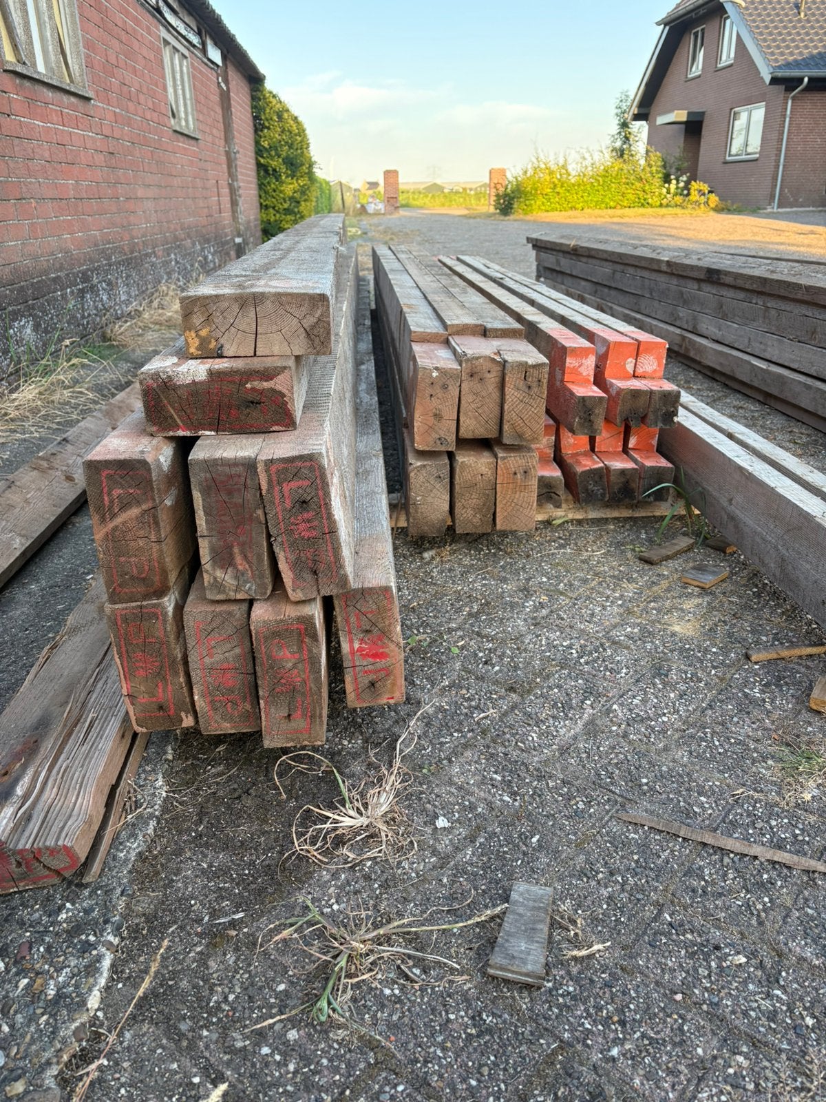 Vurenhouten balken, diverse maten, ook in, Doe-het-zelf en Verbouw, Hout en Planken, Ophalen, Gebruikt, Balk, Vuren