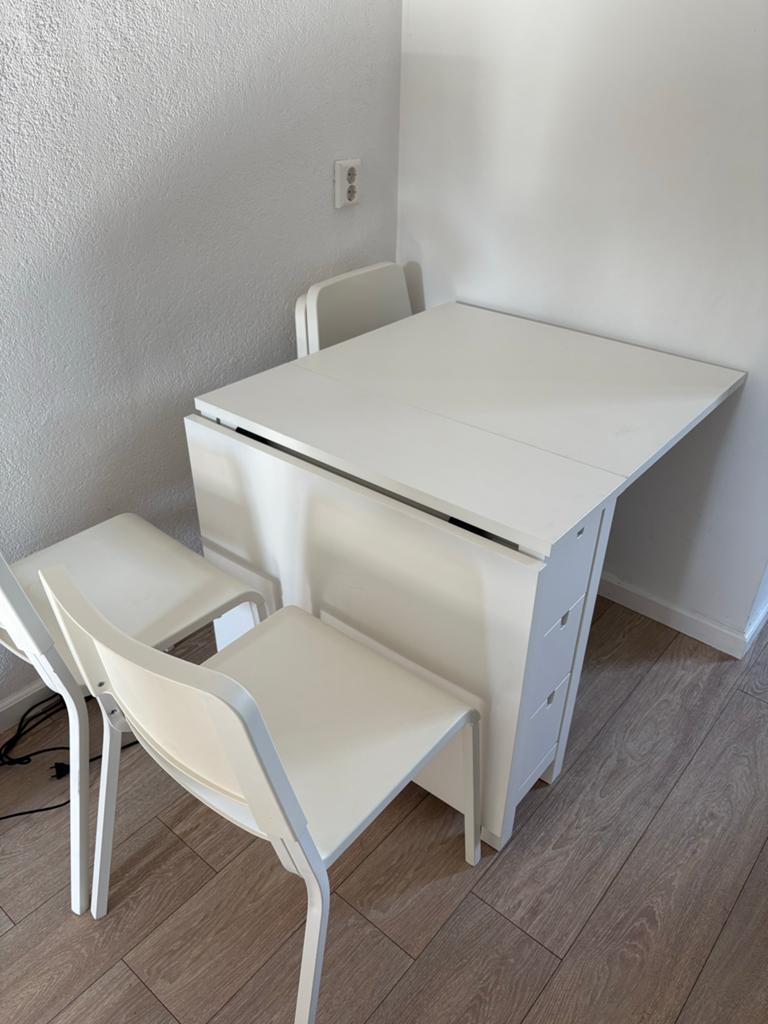 4 stoelen TEODORES ikea wit, Ophalen, Gebruikt, Wit, Vier