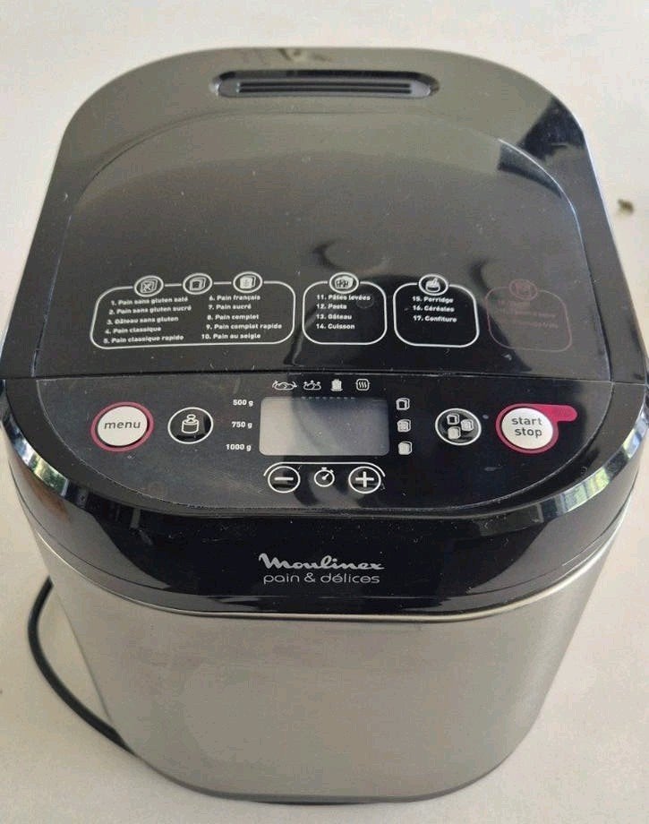 Moulinex Broodbakmachine Pain & Délices - Zwart/RVS, Gebruikt, Meer dan 10 programma's, 800 tot 1200 gram deeg, Ophalen