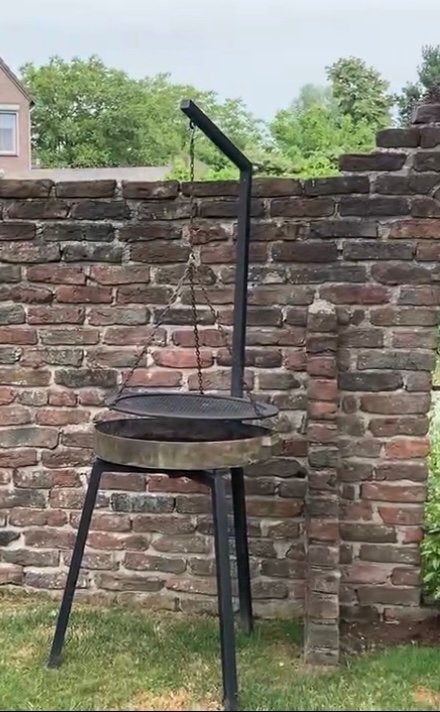Prachtige met de hand gesmeede BBQ roestvrij staal hangend, Tuin en Terras, Houtskoolbarbecues, Ophalen, Gebruikt