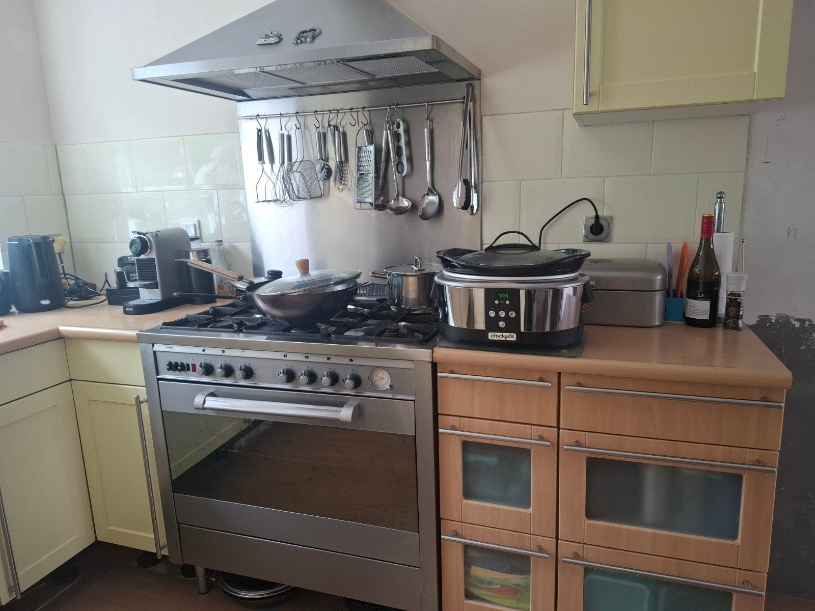 Gasfornuis met elektrische oven 90 cm - werkt prima, Witgoed en Apparatuur, Fornuizen, Ophalen, Gebruikt, 60 cm of meer, Gas