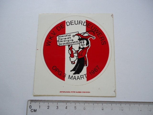 sticker oud Woensel Eindhoven DEURDEUWERS cv carnaval retro, Verzenden, Zo goed als nieuw, Bedrijf of Vereniging