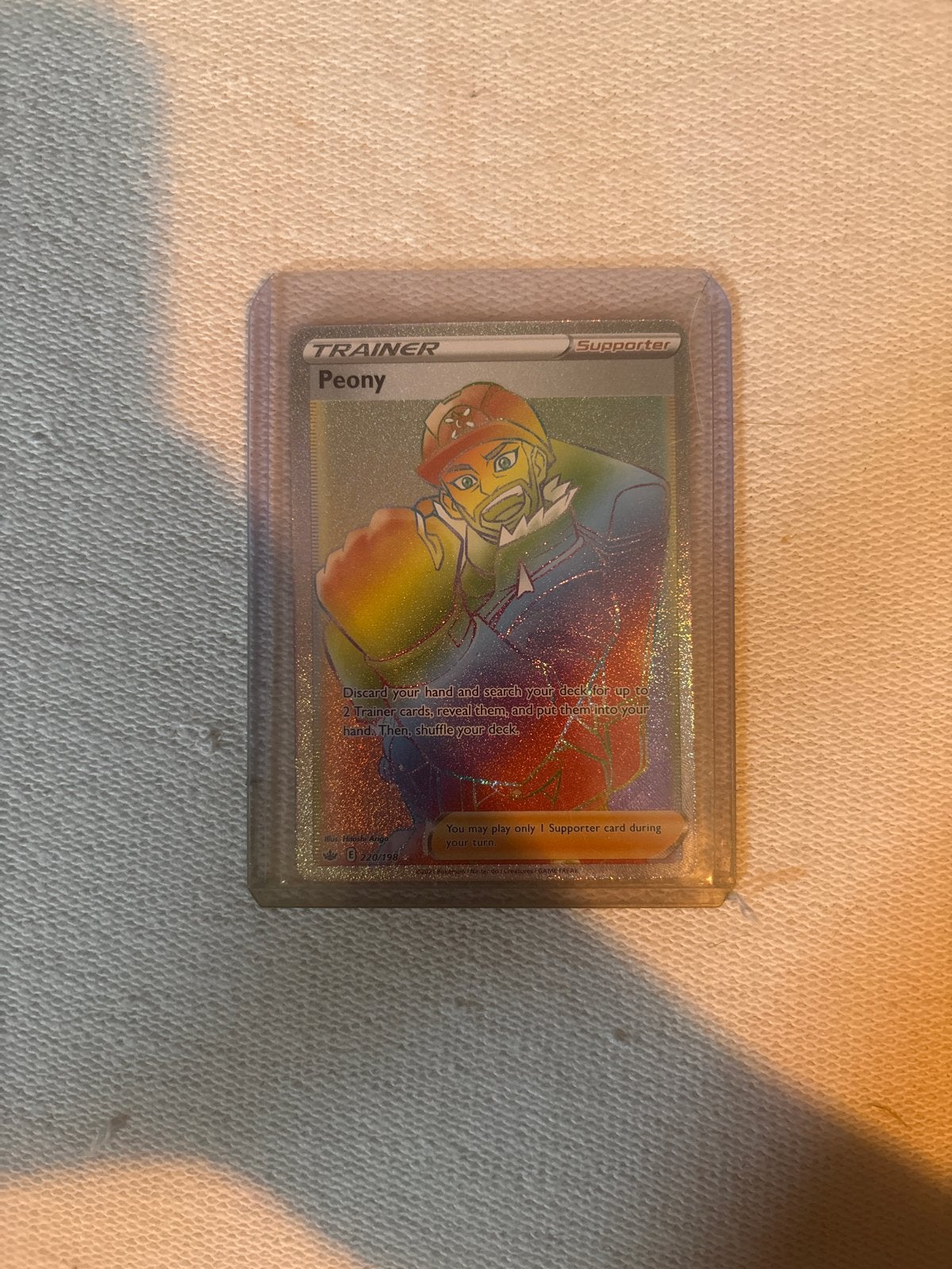Pokémon TCG Peony Full Art Trainer Kaart (Chilling Reign), Ophalen of Verzenden, Zo goed als nieuw, Losse kaart, Foil
