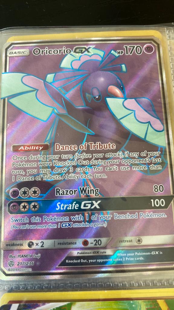 Oricorio GX Pokémon Kaart - Full Art 217/236 PSA10, Ophalen of Verzenden, Zo goed als nieuw, Losse kaart