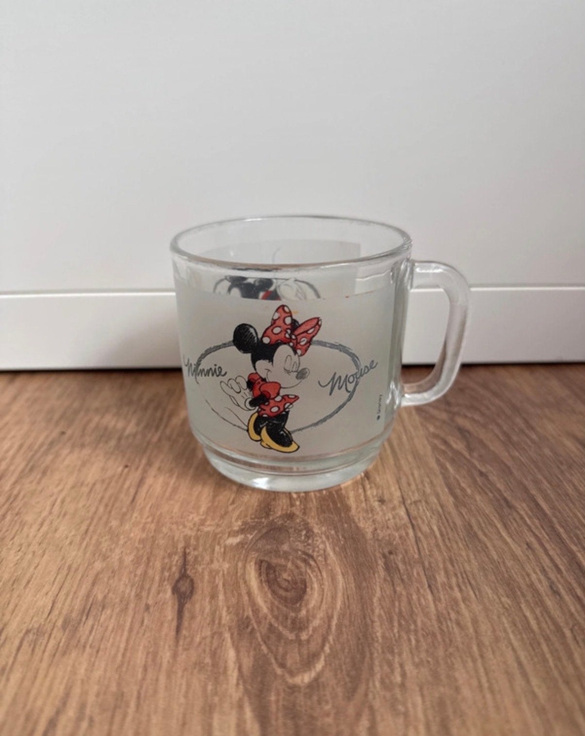 Mickey en Minnie Mouse glazen mokken, Ophalen, Gebruikt, Glas, Overige stijlen