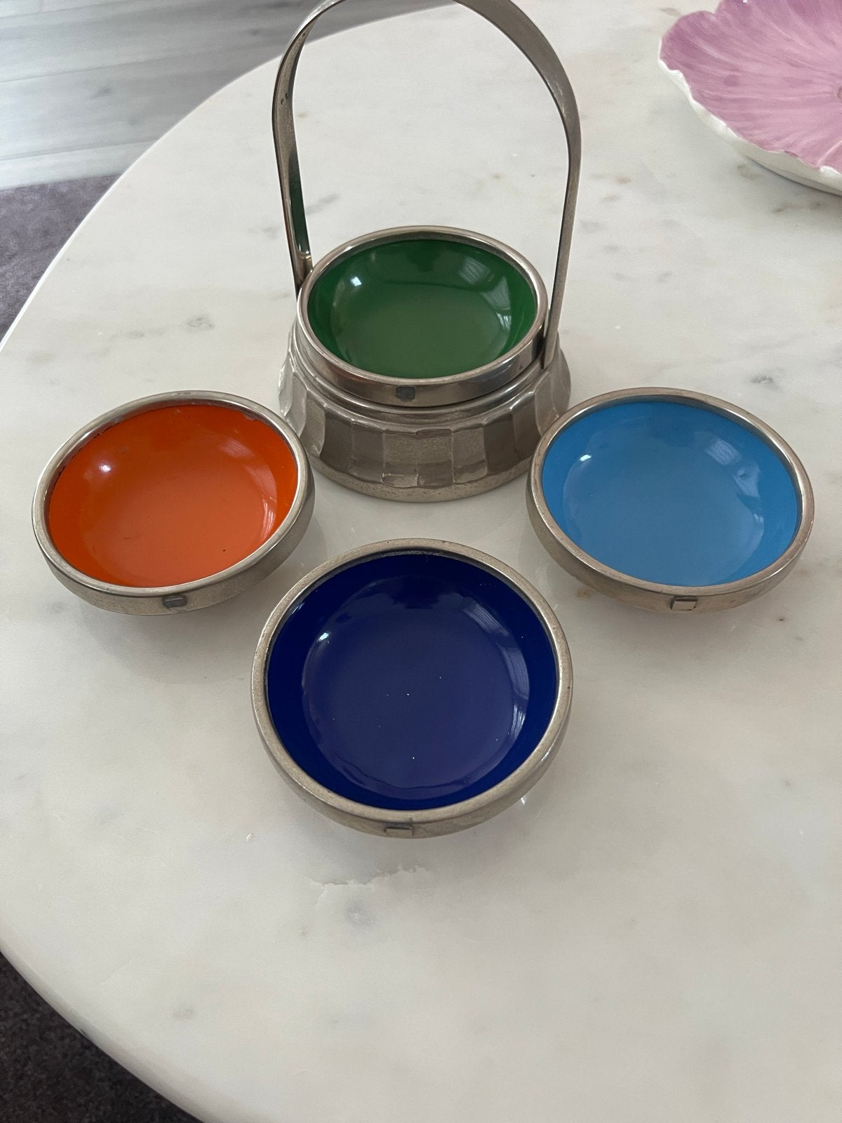 Vintage Space Age Snackbakjes met Houder - Kleurrijk Design, Ophalen of Verzenden