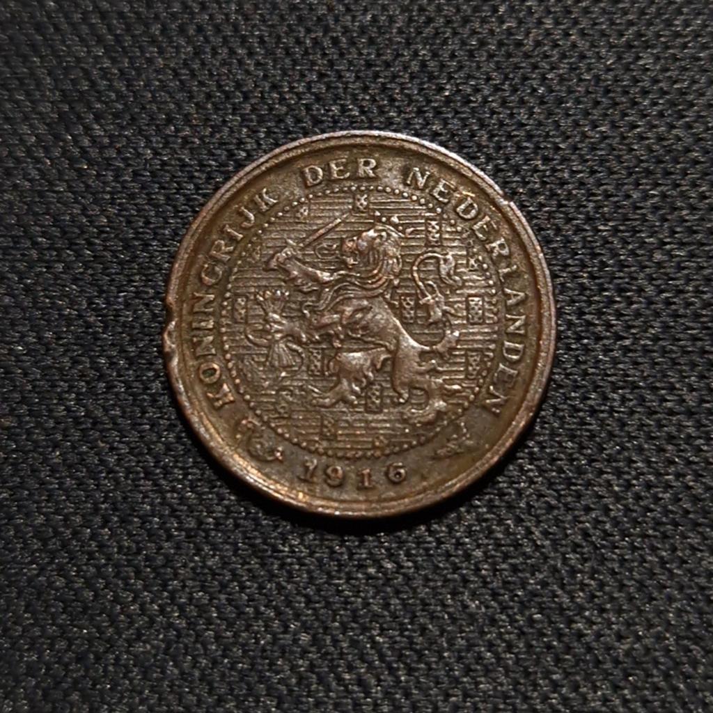 1/2 cent 1916, Verzenden, Koningin Wilhelmina, Losse munt