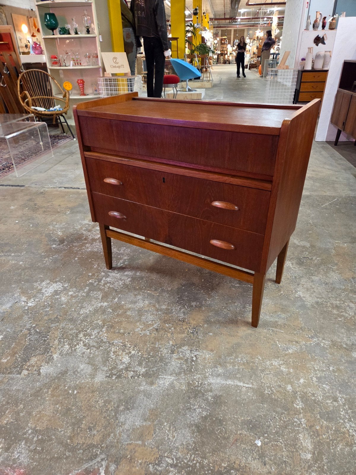 vintage Mid-Century Deense kaptafel teak, Ophalen, Gebruikt, Vintage, 50 tot 100 cm