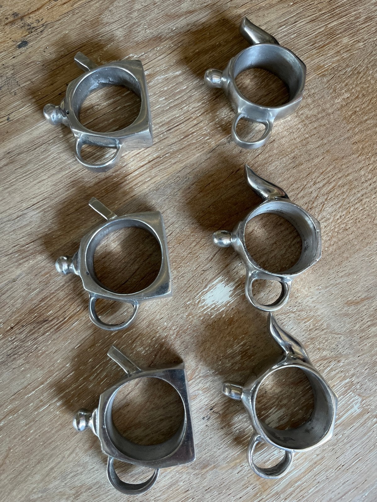 Set van 6 theepot serviesringen, zilverkleurig, Ophalen