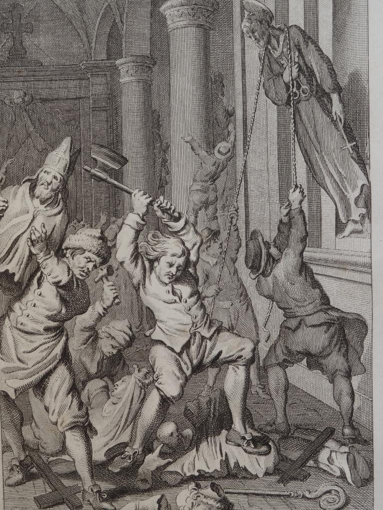 gravure beeldenstorm in Nederlanden Vinkeles historie 1750, Antiek en Kunst, Kunst | Etsen en Gravures, Dagelijks leven, Verzenden