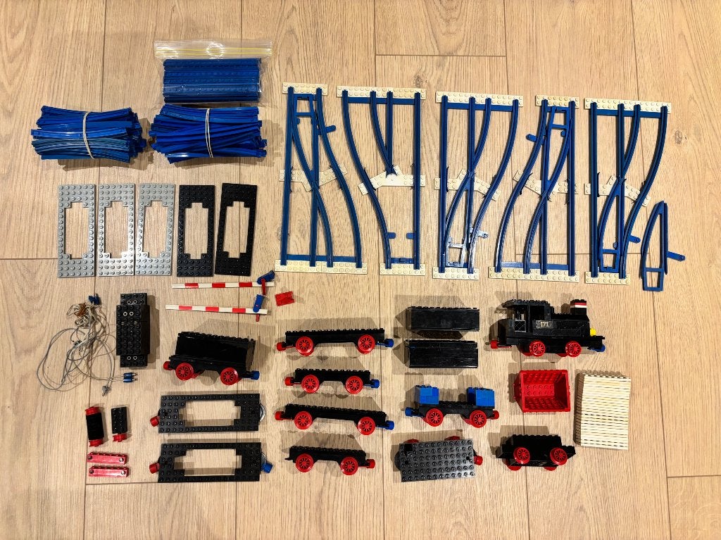 Vintage LEGO 4,5v trein, rails en onderdelen uit jaren 70&80, Gebruikt, Overige thema's, Lego, Overige typen