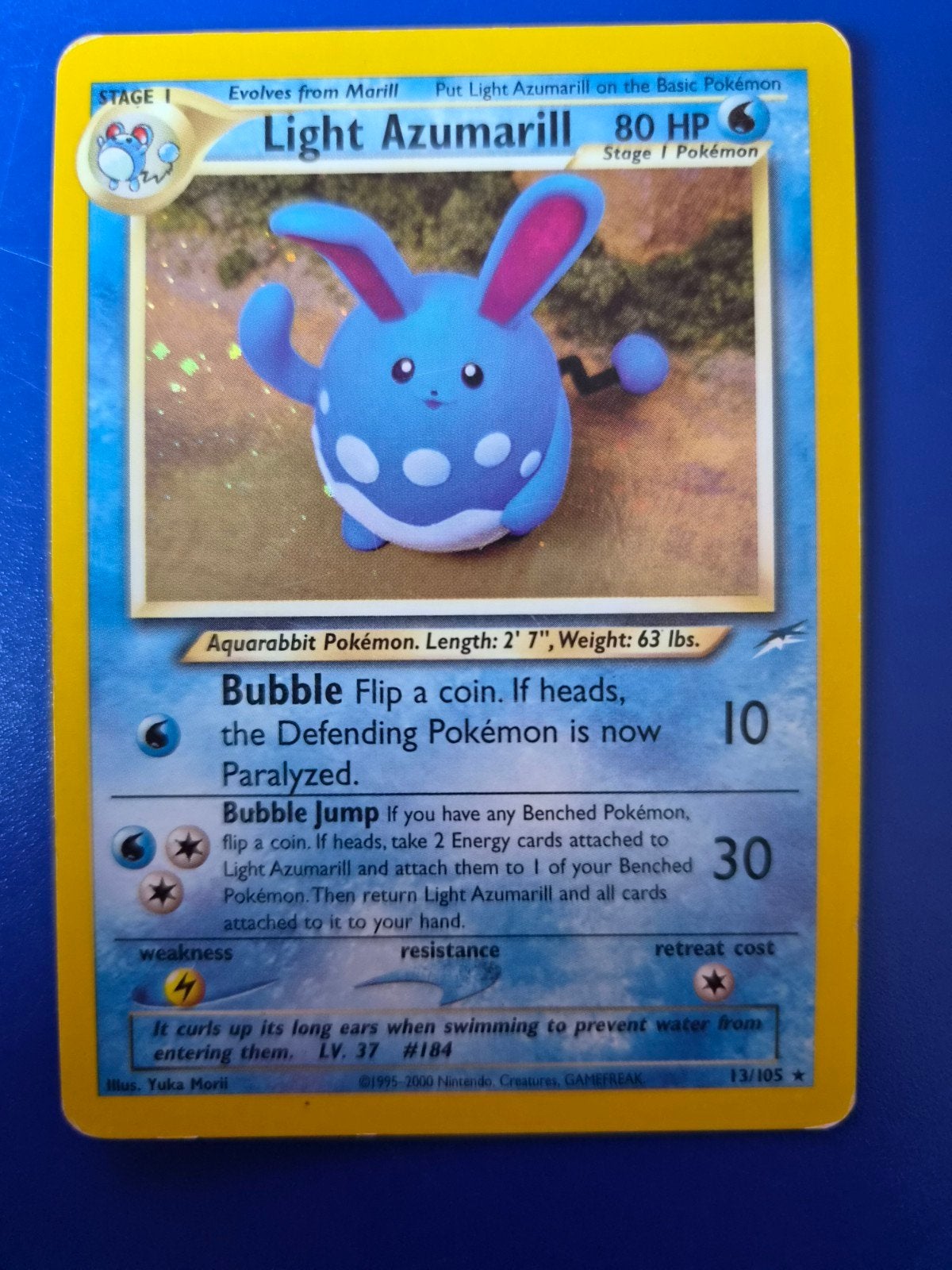 Pokémon Kaart: Light Azumarill (13/105) Neo Destiny, Ophalen of Verzenden, Gebruikt, Losse kaart