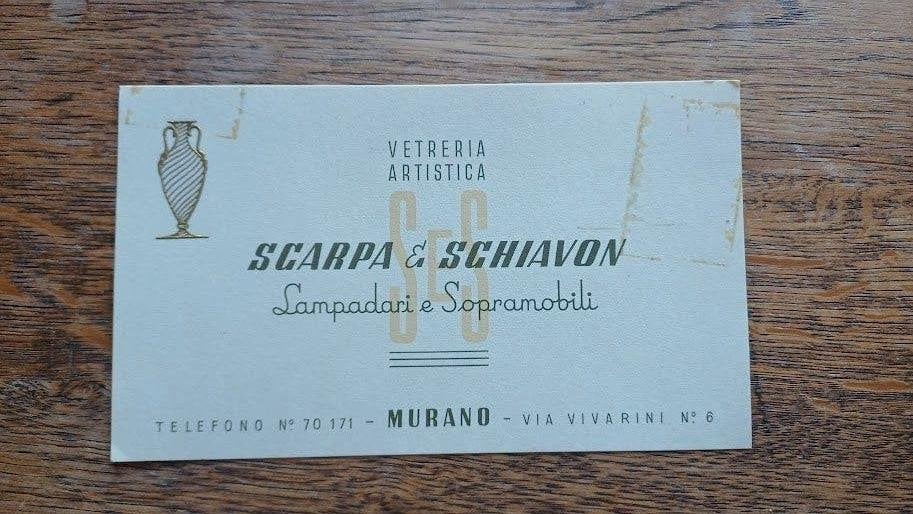 visitekaartje Scarpa & Schiavon Glas Glasblaaskunst MURANO