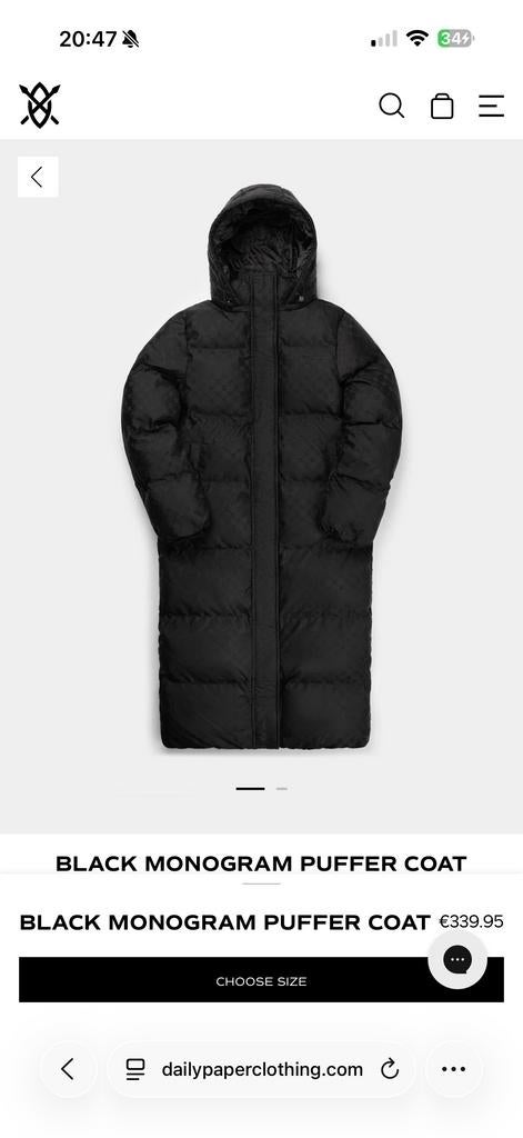 Daily Paper lange winterjas - Zwarte Monogram Puffer Coat, Kleding | Dames, Jassen | Winter, Zwart, Ophalen of Verzenden