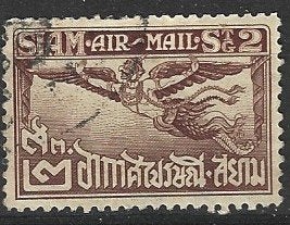 Th 12 - 1925 - Siam/Airmail/ 2 S, Ophalen of Verzenden, Gestempeld, Midden-Oosten