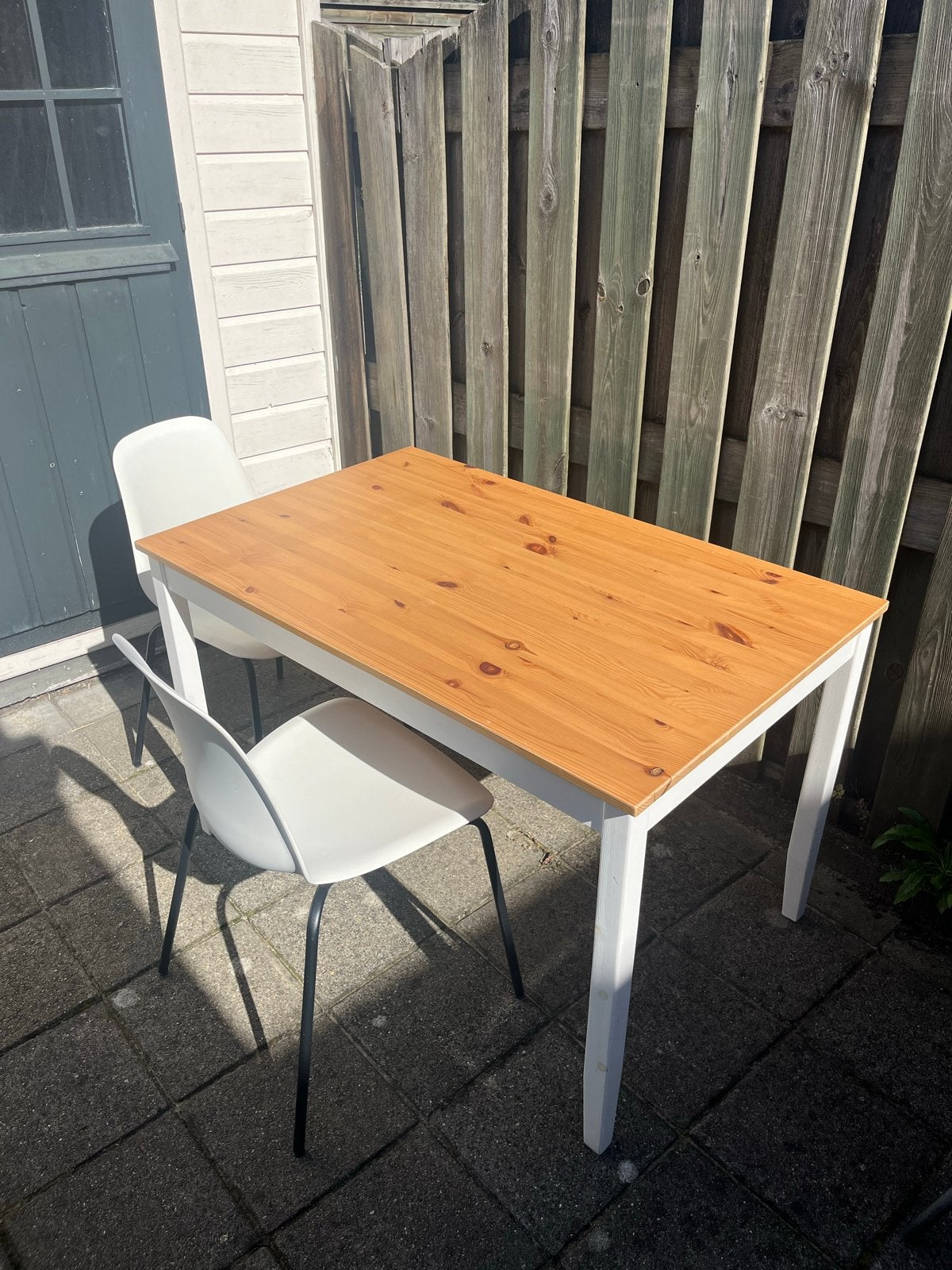 IKEA LERHAMN tafel met 2 LEIFARNE stoelen, Ophalen, Gebruikt, 100 tot 150 cm, Tot twee personen