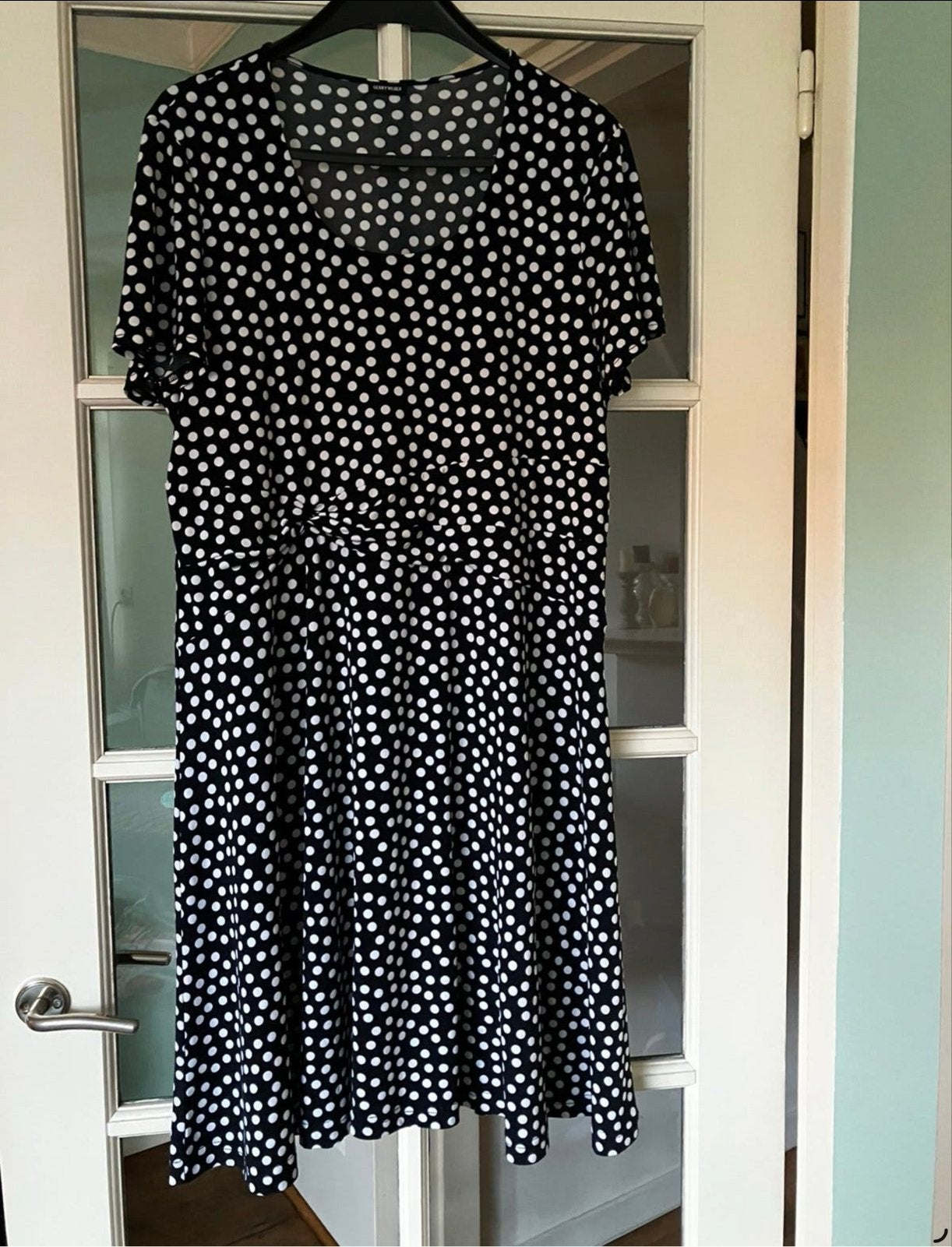 Gerry Weber Stippen Jurk - Donkerblauw/Zwart Polka Dots XL, Kleding | Dames, Ophalen of Verzenden, Zo goed als nieuw, Maat 46/48 (XL) of groter