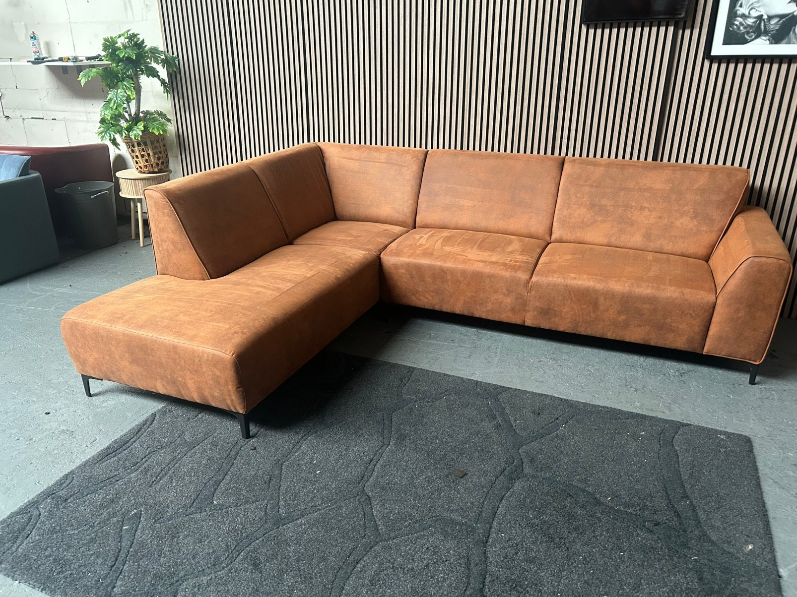 GRATIS LEVERING Hoekbank Microleder Cognac 278X210 GEREINIGD, 250 tot 300 cm, Hoekbank, Ophalen of Verzenden, Zo goed als nieuw