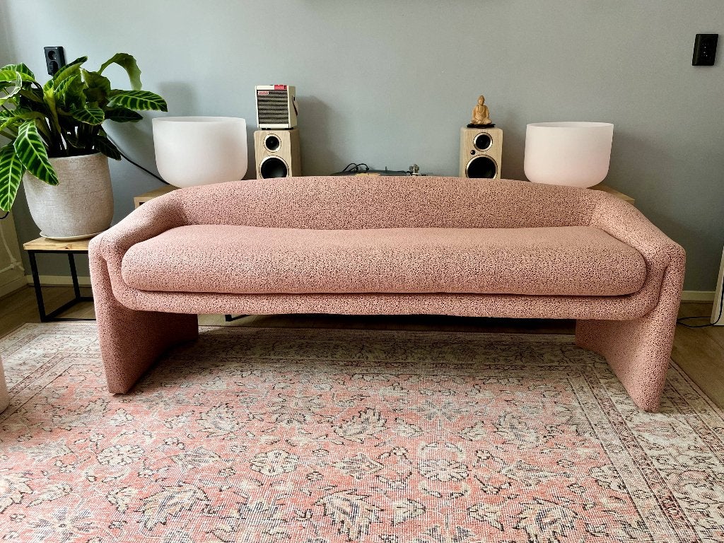 Stijlvolle Eetkamerbank Woood - Rose Dust!, Huis en Inrichting, Ophalen, 125 cm of meer, Zo goed als nieuw, Rechthoekig
