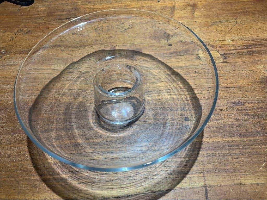 Glazen taartplateau op voet – 30 cm – helder glas, Ophalen of Verzenden, Glas, Overige stijlen, Glas of Glazen