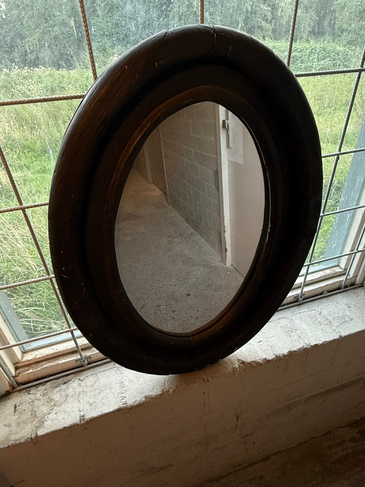 Ovale spiegel zwart, Huis en Inrichting, Woonaccessoires | Spiegels, Ophalen, Minder dan 50 cm, Zo goed als nieuw, Minder dan 100 cm