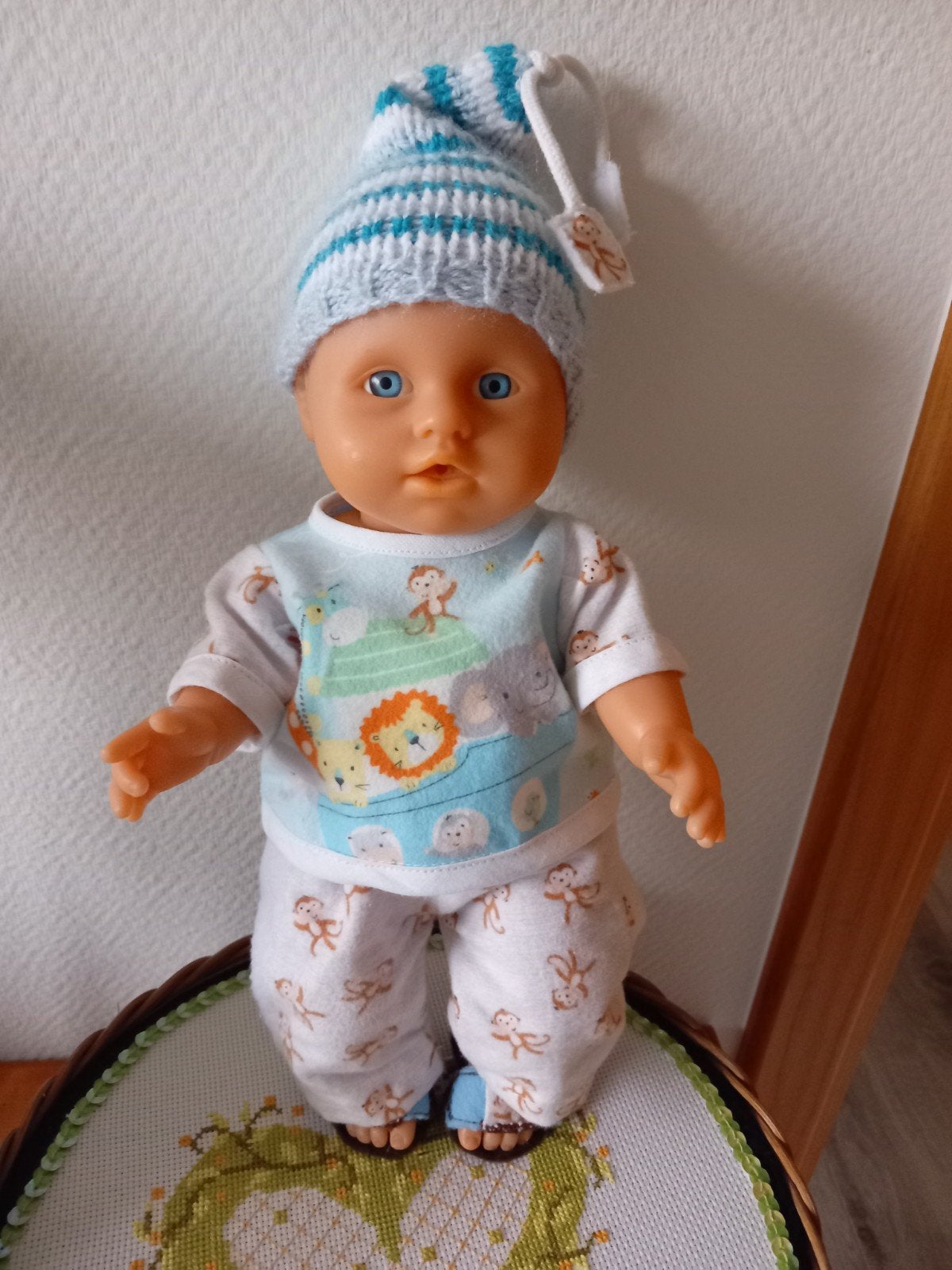 Zelfgemaakte poppenkleertjes voor pop 32 cm 4 delig., Ophalen of Verzenden, Nieuw, Babypop