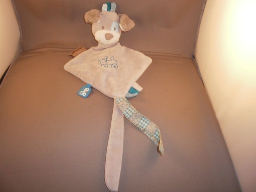 nattou speen doekje ezel of hond met trein op doek grijs/wit, Overige merken, Overige karakters, Overige typen, Blauw