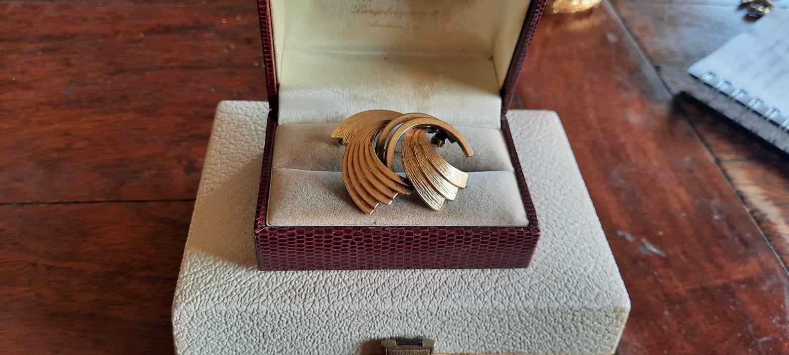 Vintage modernistische broche doublé goud ., Ophalen of Verzenden