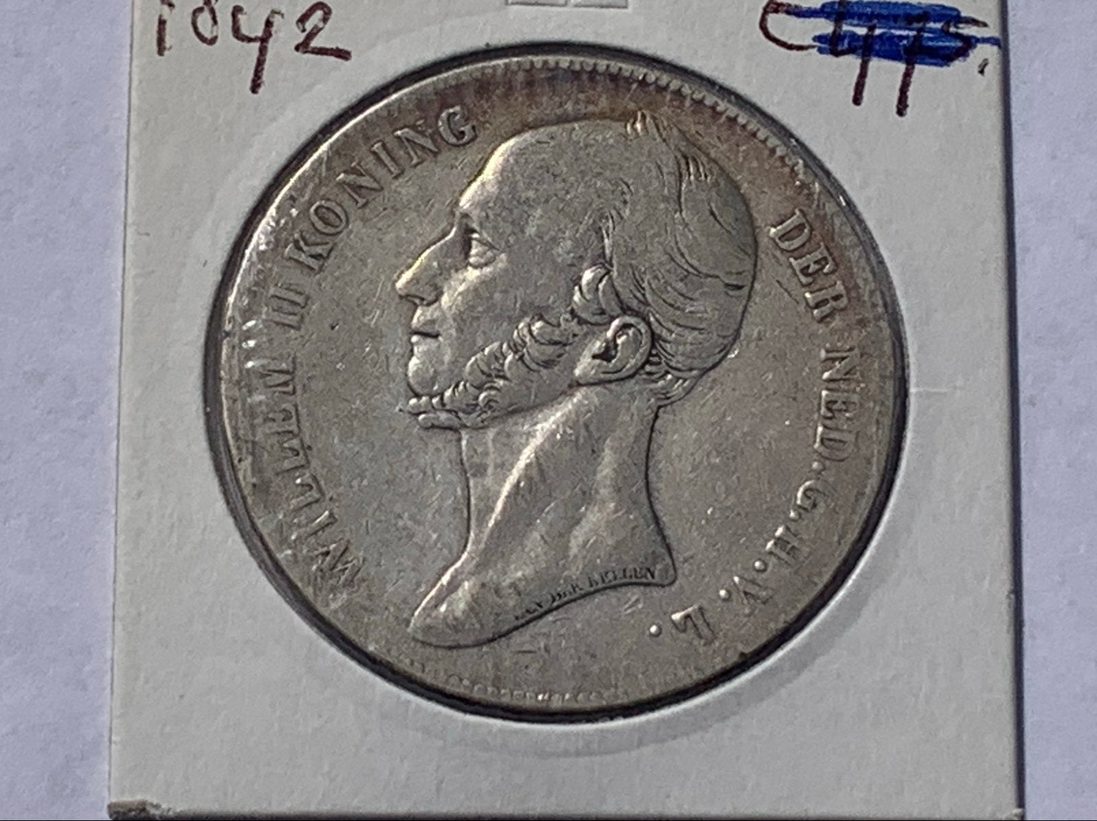 Mooie schaarse zilveren rijksdaalder 1842, Ophalen of Verzenden, 2½ gulden