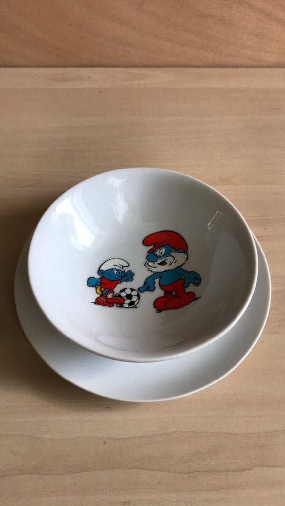 Servies smurf kom en bordje Peyo, Ophalen of Verzenden, Verschillende Smurfen, Gebruiksvoorwerp