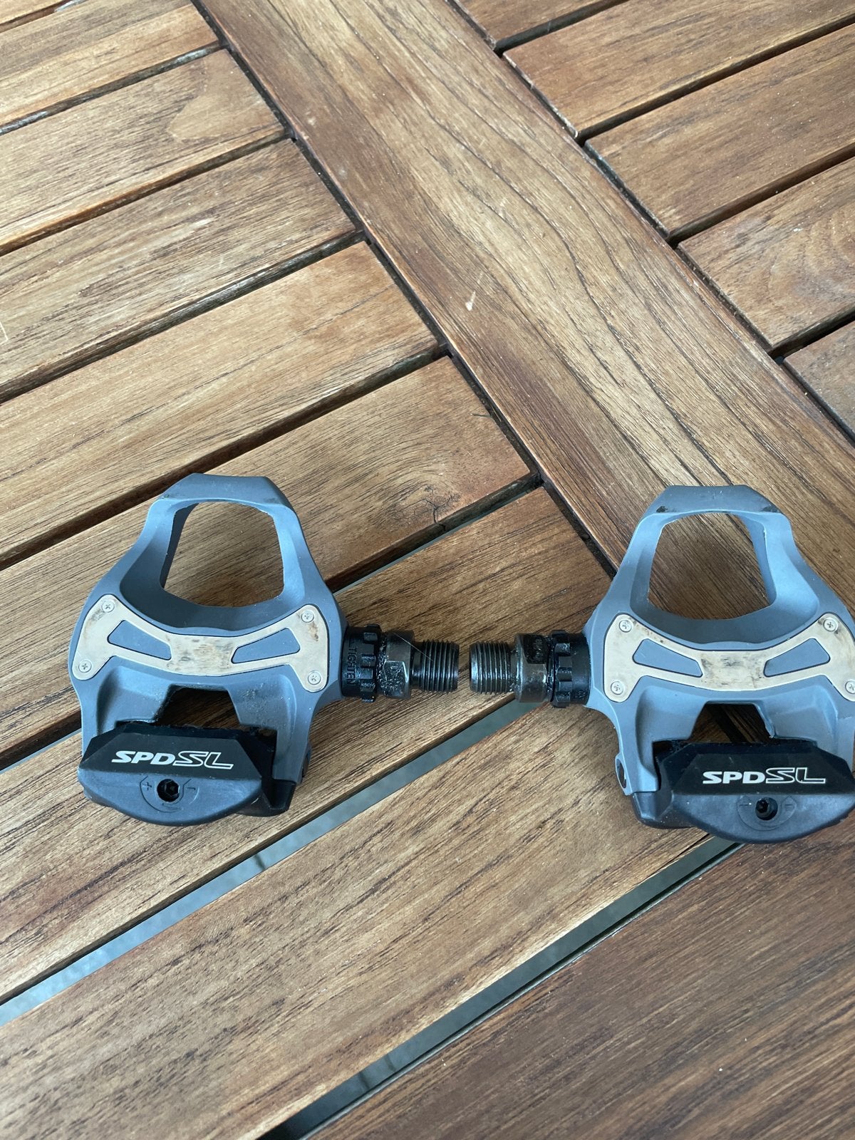Shimano SPD-SL racefiets pedalen, Fietsen en Brommers, Fietsonderdelen, Crankstel of Pedalen, Gebruikt, Overige materialen, Ophalen of Verzenden