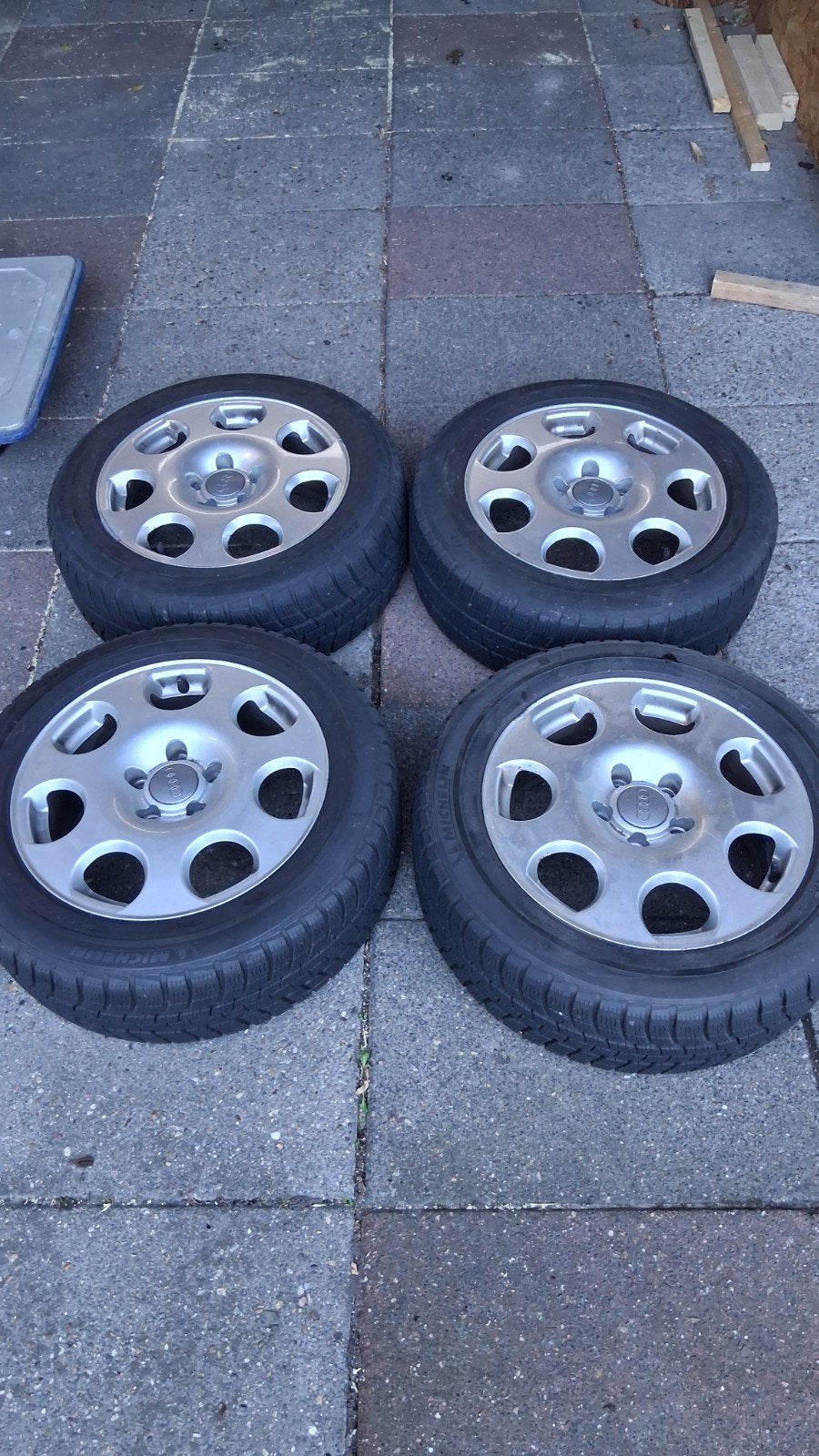 Audi velgen met Michelin winterbanden 205/55R16, Auto-onderdelen, Gebruikt, 16 inch, Banden en Velgen, Personenwagen
