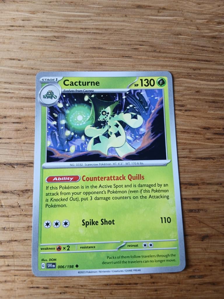 Cacturne Pokémon Kaart - SVI 006/198 - HP 130, Ophalen of Verzenden, Zo goed als nieuw, Losse kaart