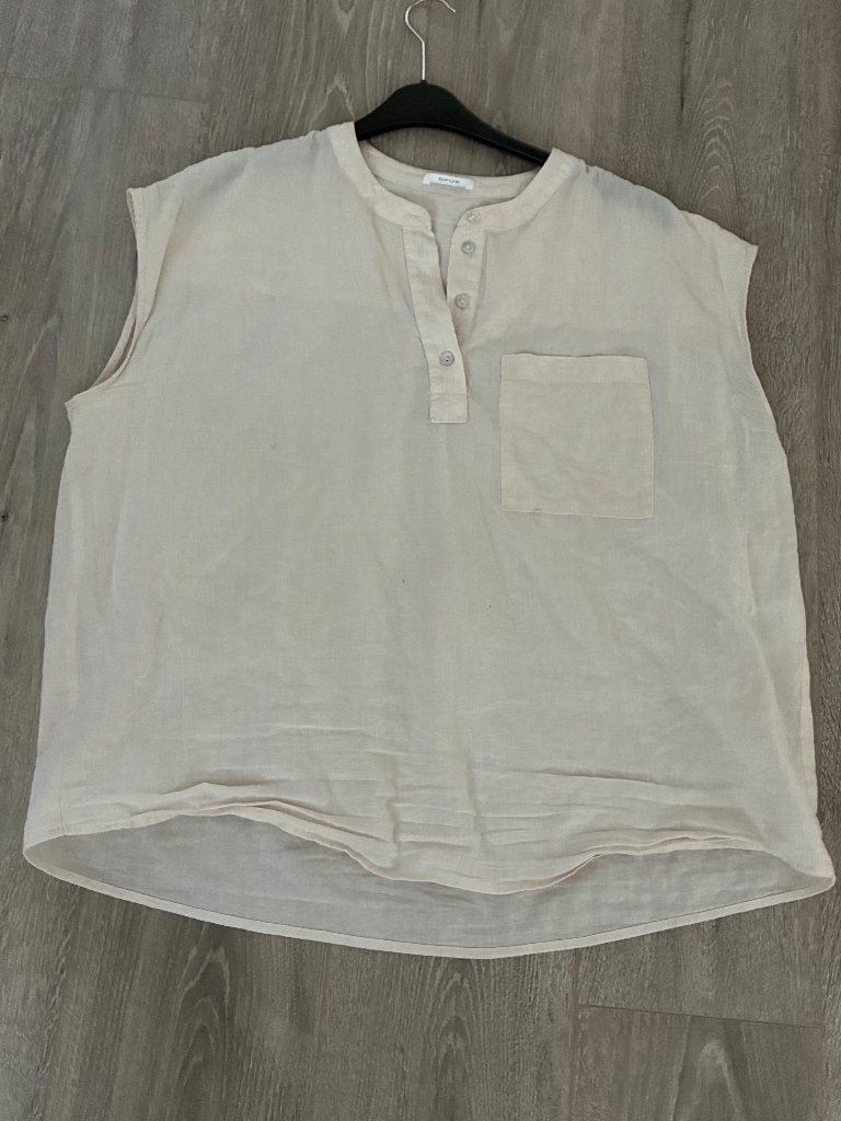 Ecru mouwloze blouse mt 44 opus met V-hals, Kleding | Dames, Tops, Beige, Maat 42/44 (L), Ophalen of Verzenden, Zonder mouw