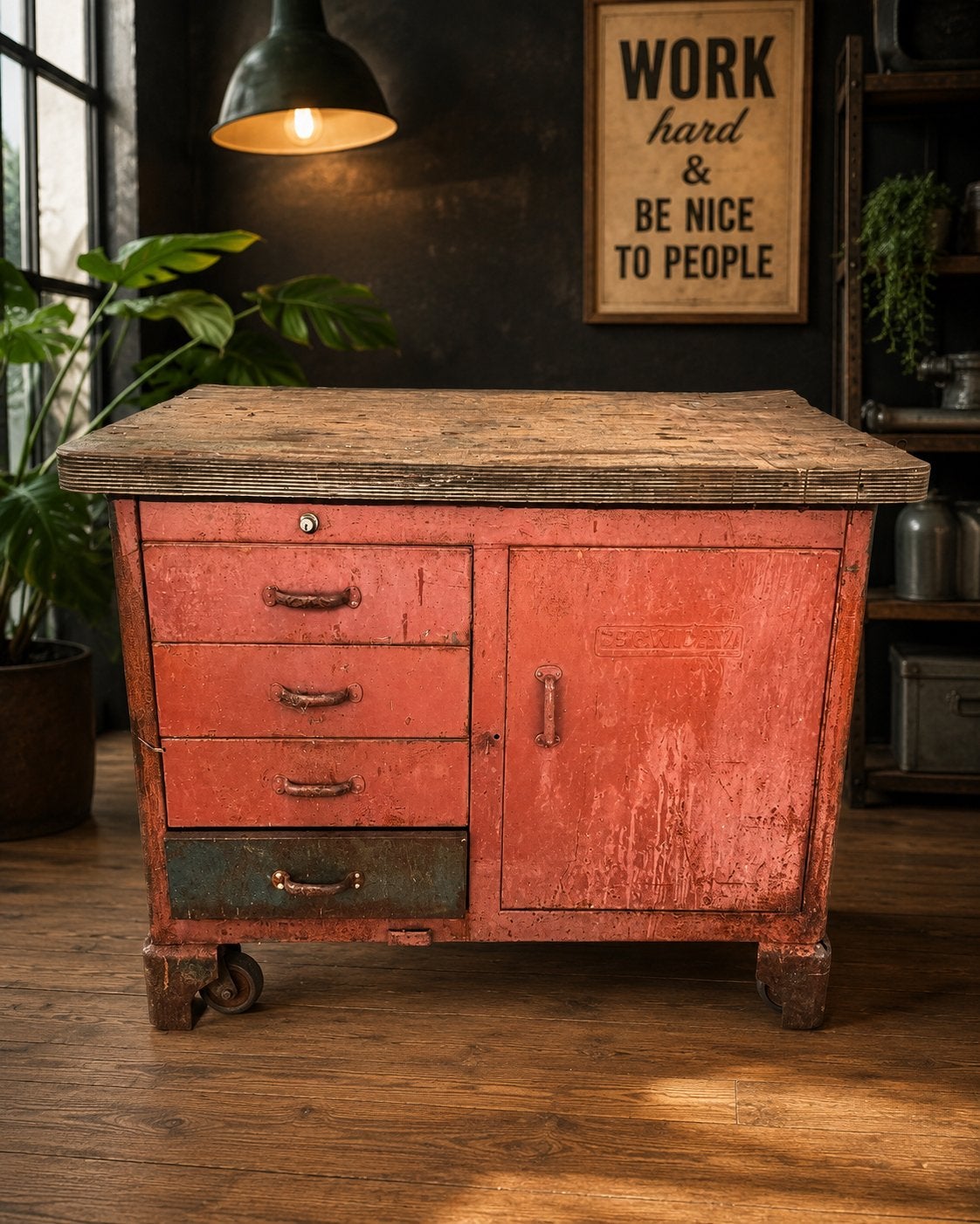 Dowidat Verrijdbare Werkbank - Unieke Eye-catcher, Doe-het-zelf en Verbouw, Werkbanken, Gebruikt, 70 tot 120 cm, Dowidat, Ophalen of Verzenden