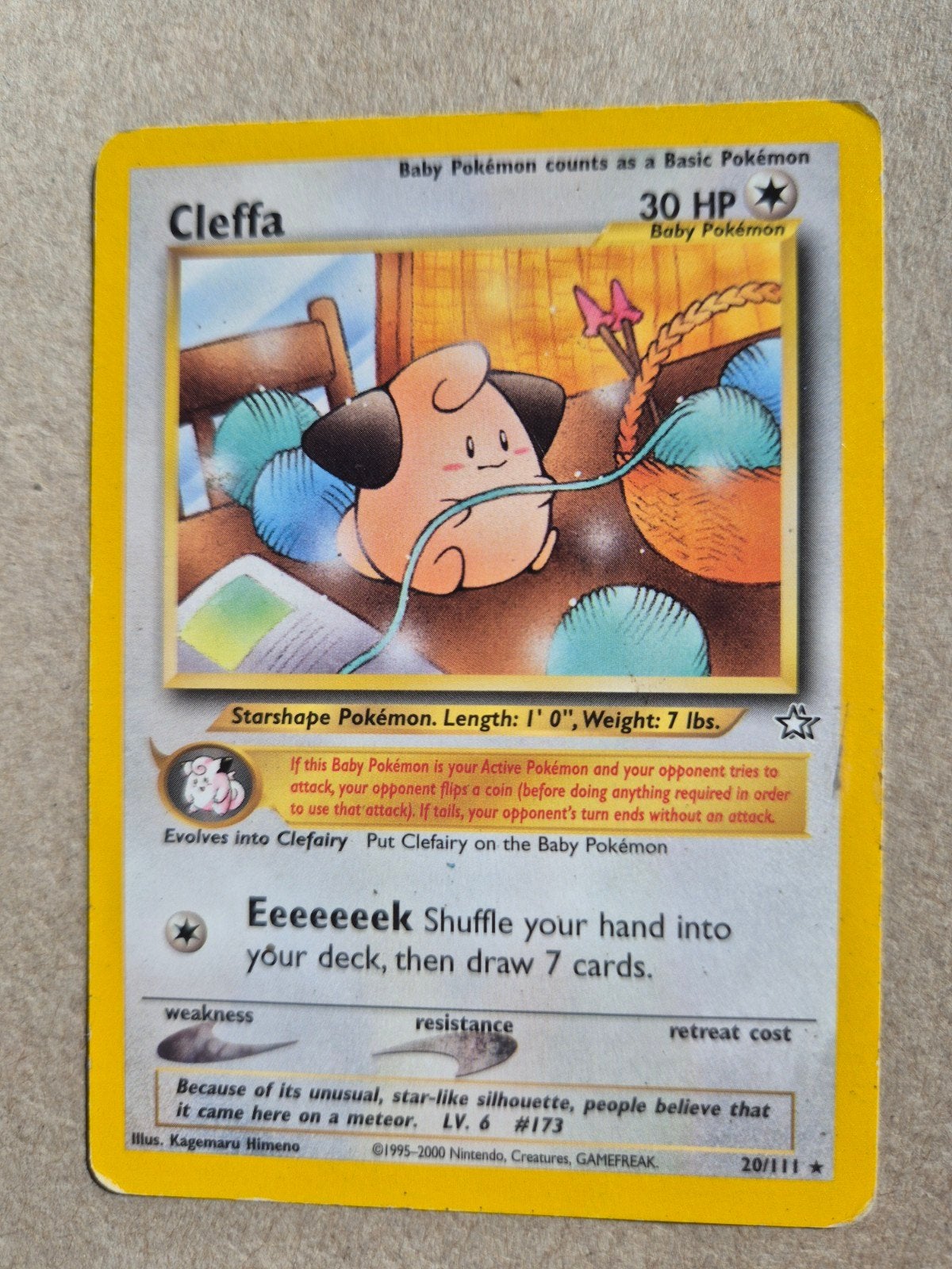 Cleffa Pokémon Kaart (20/111) - Neo Genesis, Ophalen of Verzenden, Gebruikt, Losse kaart