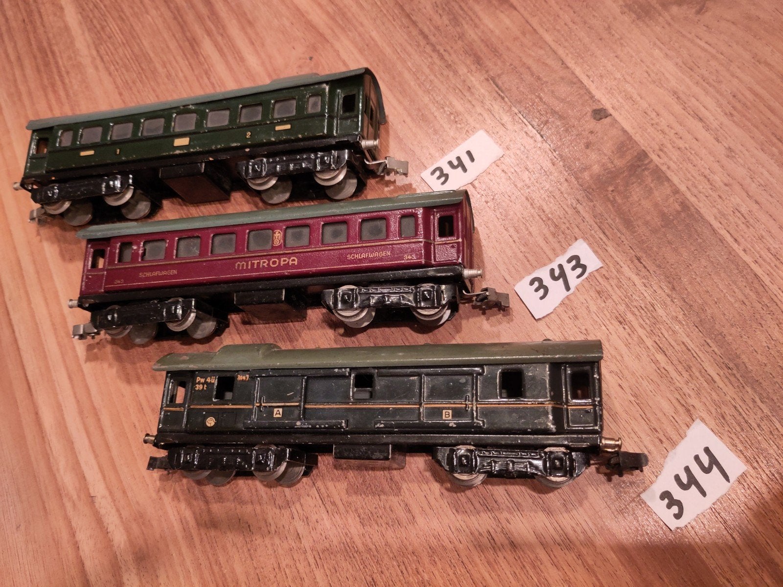 Märklin 341+343+344 | D-treinrijtuigen | jaren '30/'40, Wisselstroom, Gebruikt, Wagon, Ophalen of Verzenden