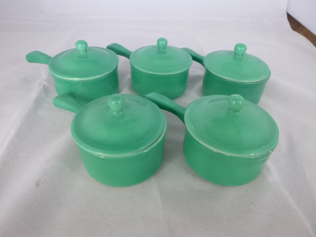 5 mooie retro groene parfaitschaaltjes in groentint, Ophalen of Verzenden, Huis en Inrichting