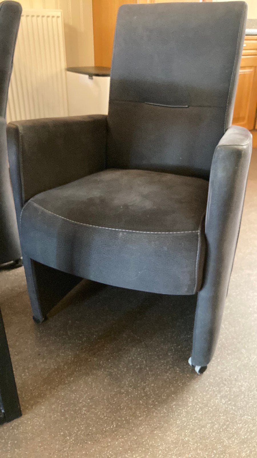 6 stoelen met wieltjes - Grijs stof, Ophalen, Gebruikt, Vijf, Zes of meer stoelen, Stof