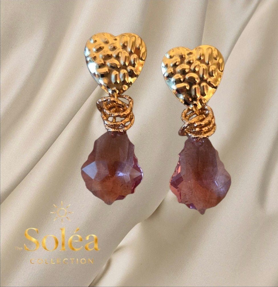 Swarovski Bedel Oorbellen met Hartjes en Kristal, Met kristal, Overige materialen, Hangers, Nieuw