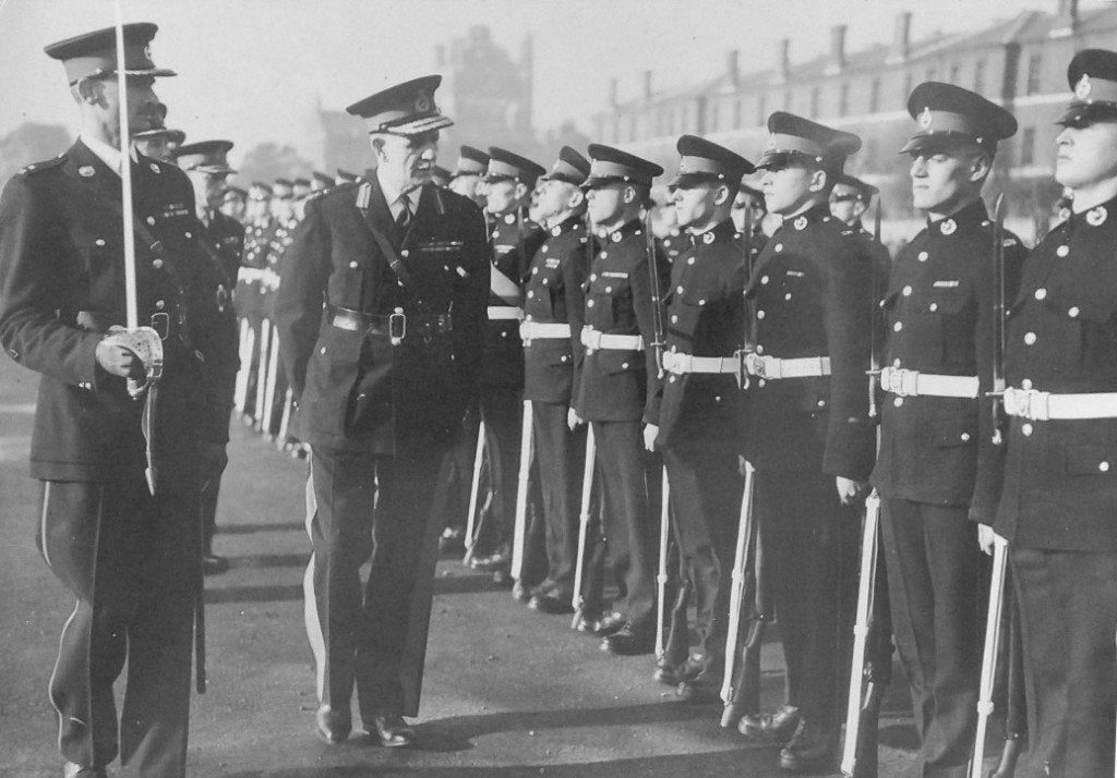 Historische foto: Inspectie Royal Marines, 1947, Gebruikt, Foto, Ophalen of Verzenden, 1940 tot 1960