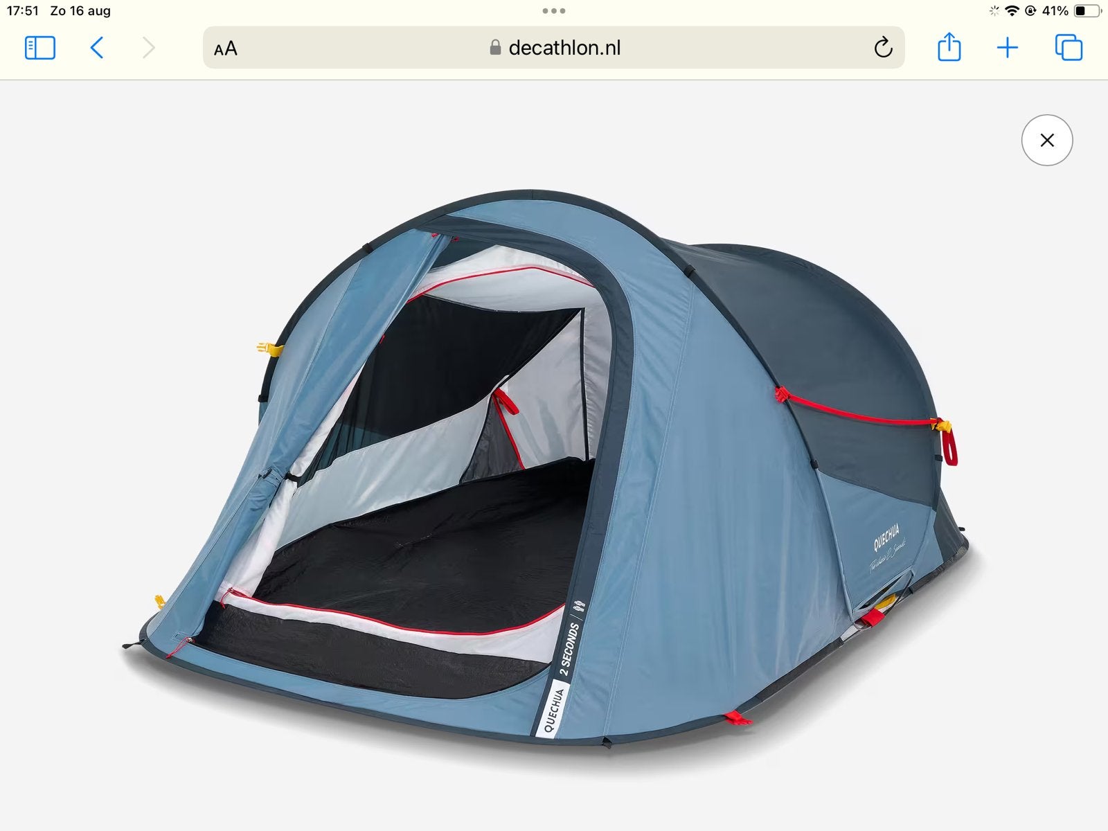 Decathlon Quechua 2 seconds pop up tent, Ophalen of Verzenden, Zo goed als nieuw, Tot en met 2